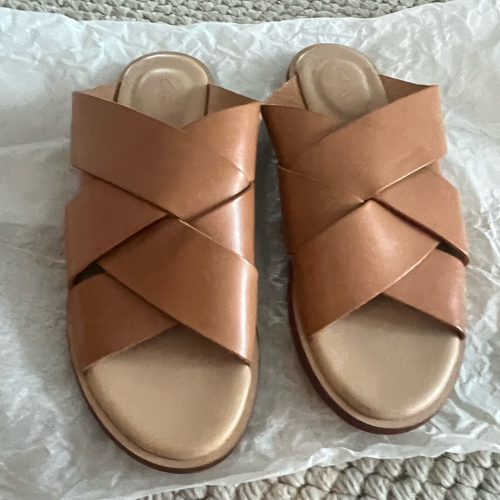 Clarks “willow” tan slides